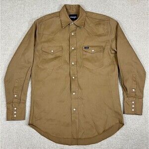 Wrangler Brushpopper Shirt Men's Medium Pearl Snap Western Cowboy Farm Ranch